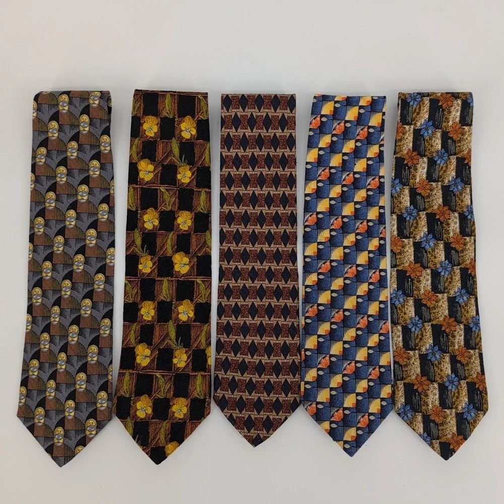 Lot of 5 Ermenegildo Zegna 100% Silk Ties Made in Italy Excellent Condition Blue